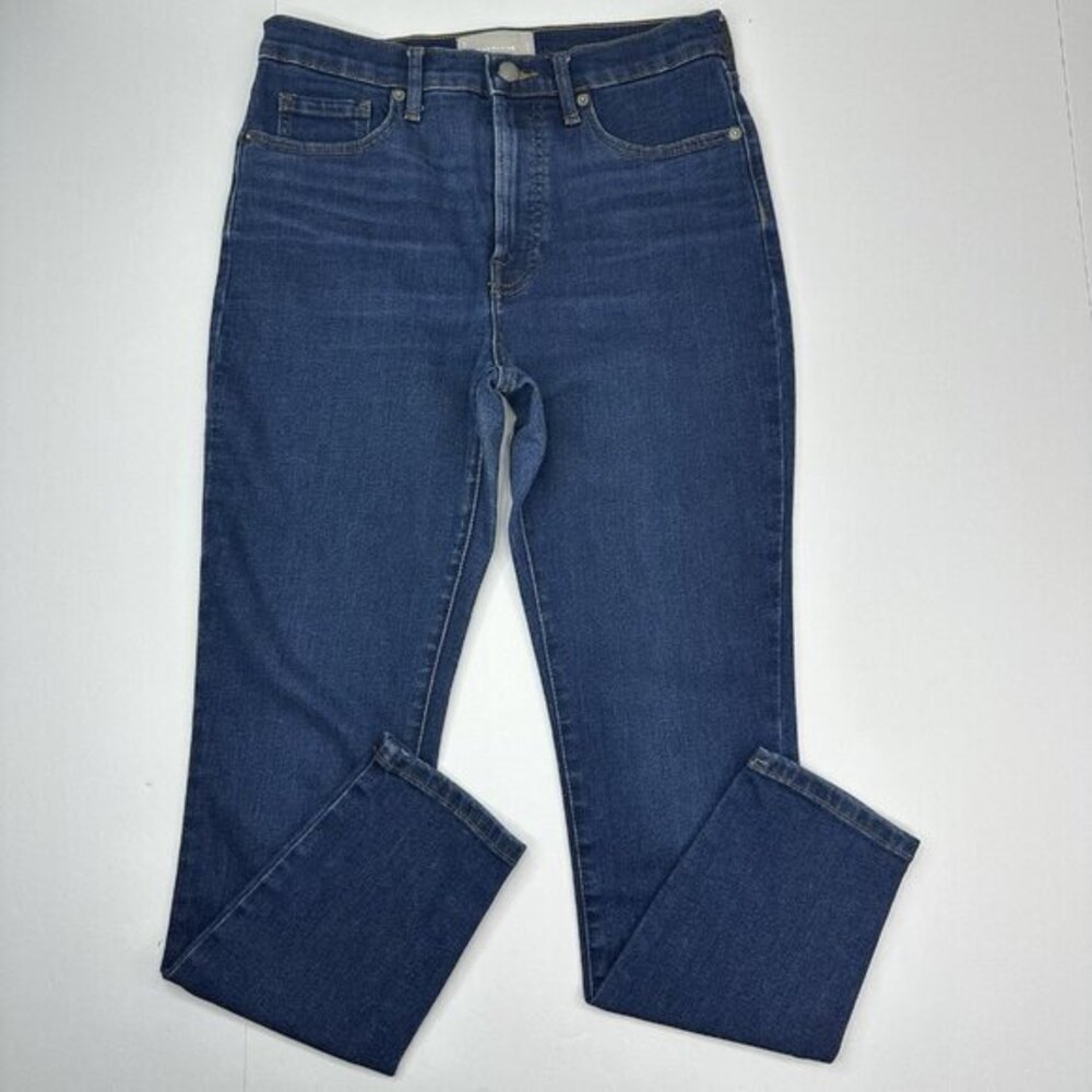 Everlane High-Rise Skinny Ankle Jeans Dark Indigo Blue Denim 27 Ankle